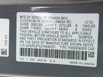 2026 Honda Civic Sedan Sport