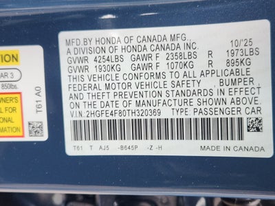 2026 Honda Civic Sedan Hybrid Sport Touring