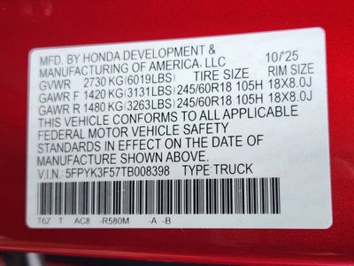 2026 Honda Ridgeline RTL