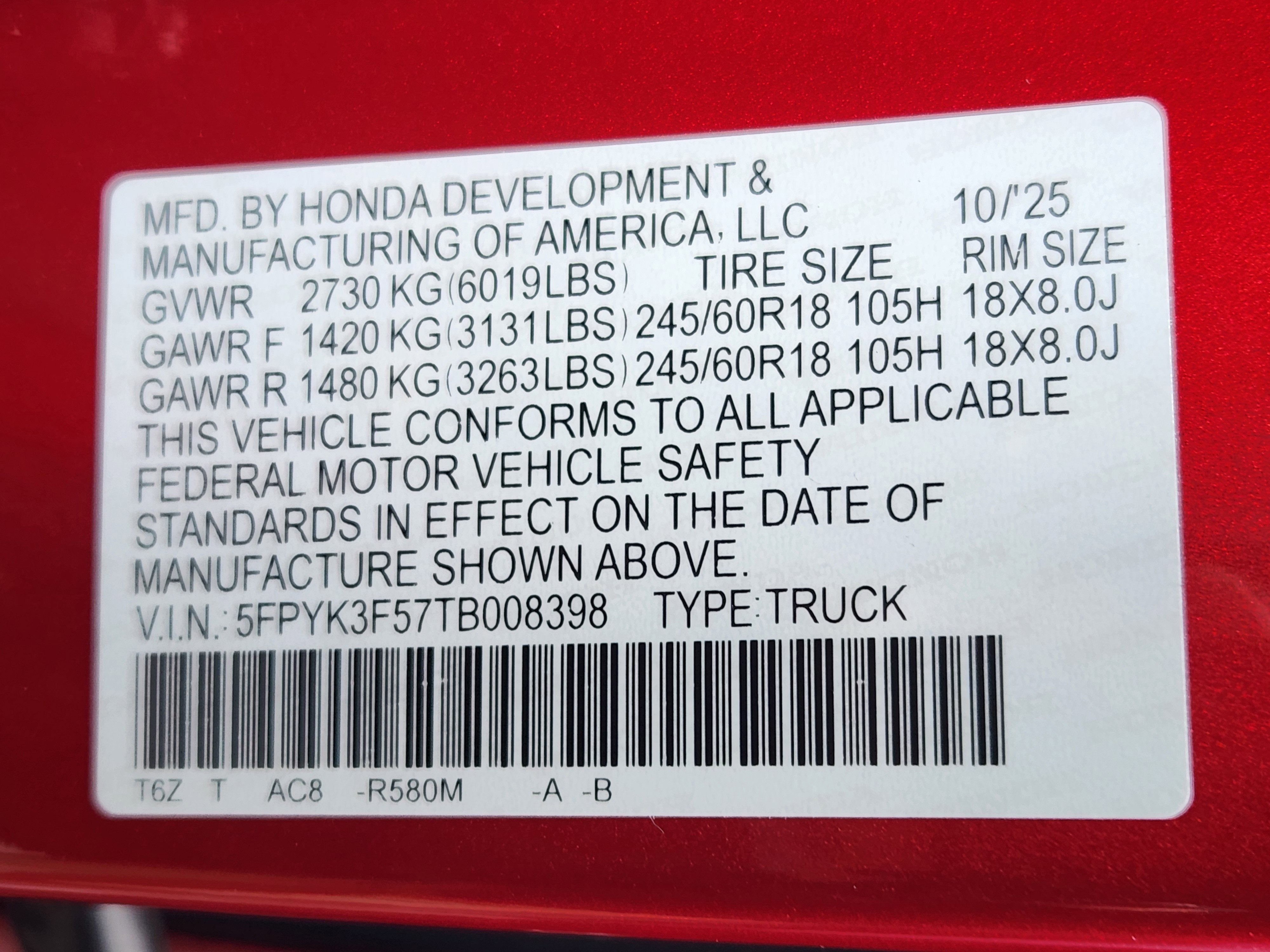 2026 Honda Ridgeline RTL